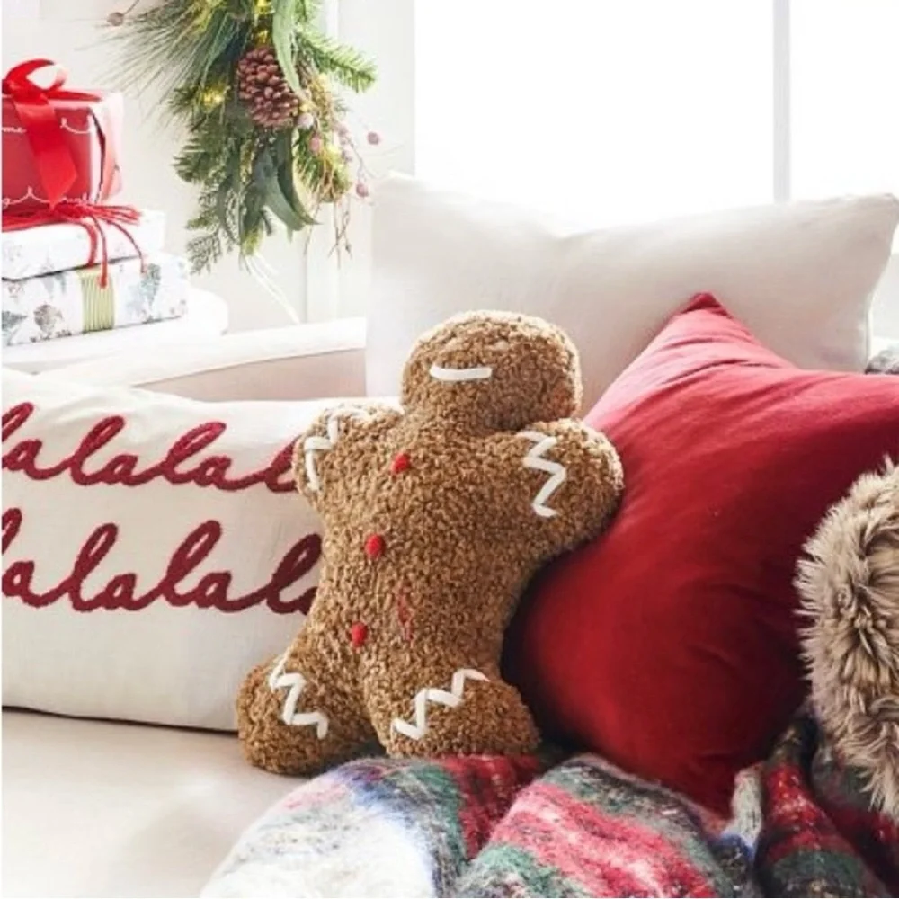 Pottery Barn Mr. Spice Gingerbread Pillow Christmas Holiday Decorative